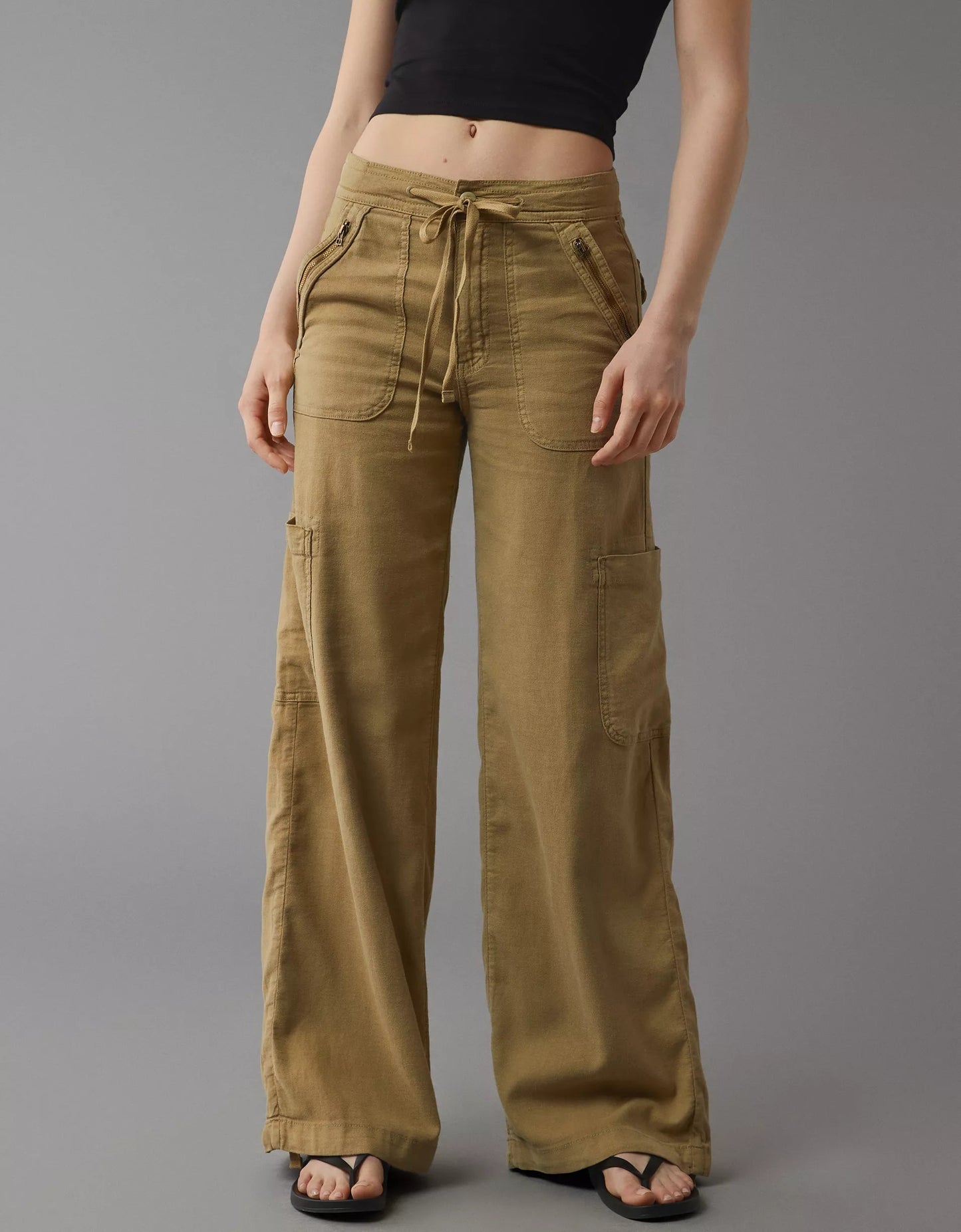 🤣Last day! 💥Special sale - Linen-Blend Wide-Leg Cargo Pant