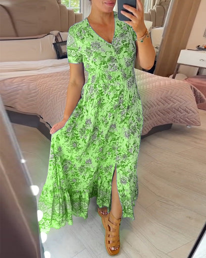 🔥LAST DAY 69% OFF🔥🔥Floral print v-neck dress
