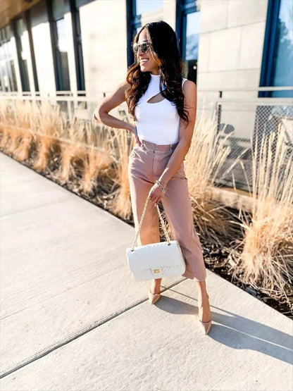 🔥Last Day 48% OFF🔥Tummy Control Twill Cropped Wide Leg Pant