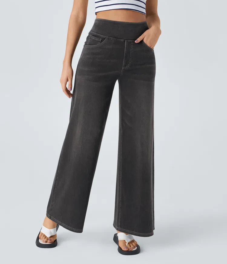 🔥This month's best-selling products💕Quinn Super Stretch High-Waisted Wide Leg Jeans