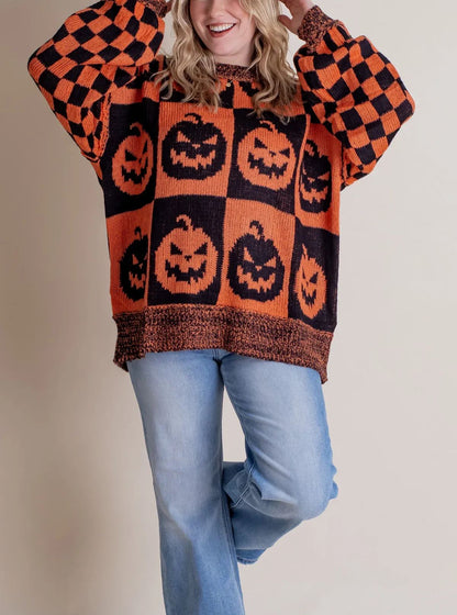 💥Special sale - Women's Halloween Checkered Sweater