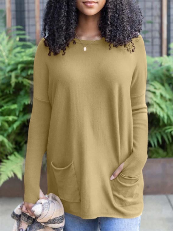 ✨This month's best-selling products💥LONG SLEEVE THUMBHOLE SWEATER POCKET TUNIC