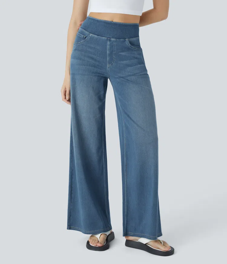 🔥This month's best-selling products💕Quinn Super Stretch High-Waisted Wide Leg Jeans