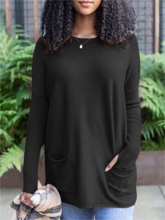 ✨This month's best-selling products💥LONG SLEEVE THUMBHOLE SWEATER POCKET TUNIC