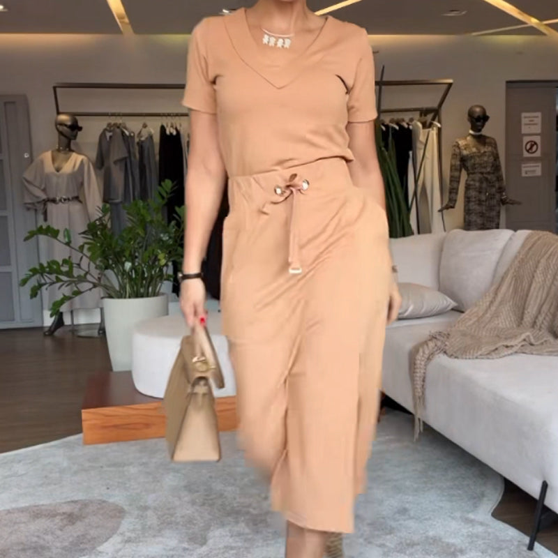 💖🔥Limited time offer, last day 56% off💥Women's V-Neck Top and Skirt Set