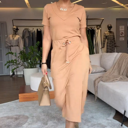 💖🔥Limited time offer, last day 56% off💥Women's V-Neck Top and Skirt Set