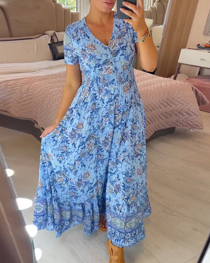 🔥LAST DAY 69% OFF🔥🔥Floral print v-neck dress