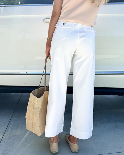 🔥Last Day 48% OFF🔥Tummy Control Twill Cropped Wide Leg Pant