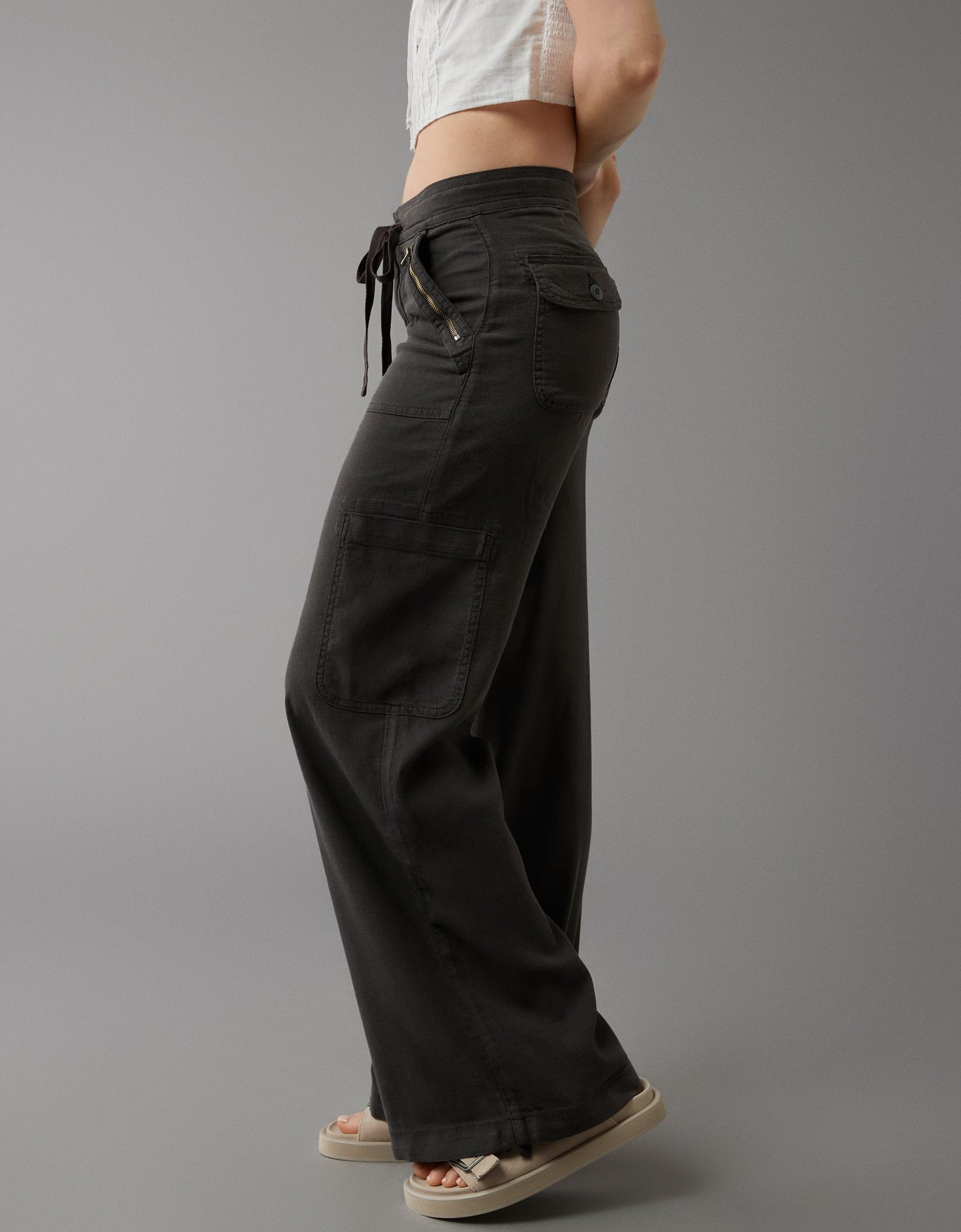 🤣Last day! 💥Special sale - Linen-Blend Wide-Leg Cargo Pant