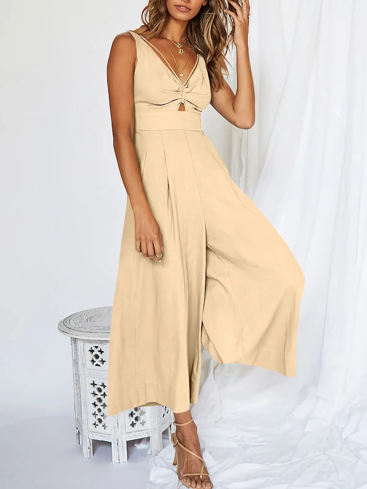 🔥Limited Time Hot Sale 🔥Hot Sales V Neck Cutout High-Waist Jumpsuits