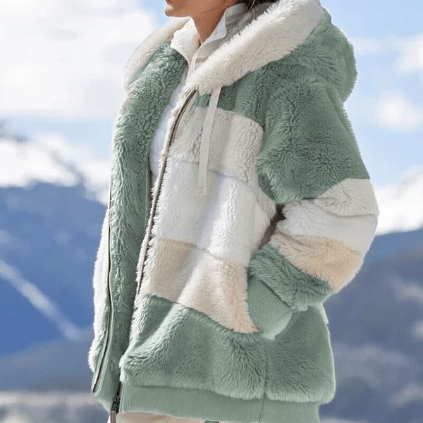 Fluffy Contrasting Padded Warmer Coat (Free Shipping)