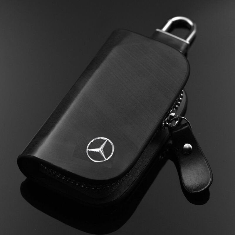 🔥Limited Time Hot Sale🔥Car Logo Leather Wood Grain Car Key Case