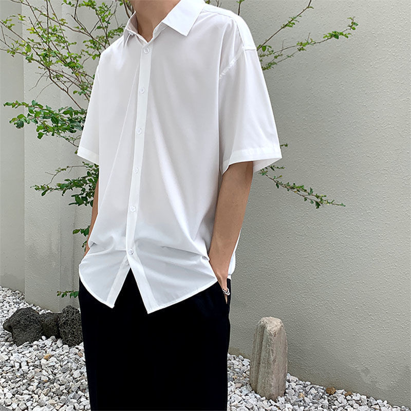 Men's Short Sleeve Shirts Luxury Thin Loose Half Sleeves, Business Casual