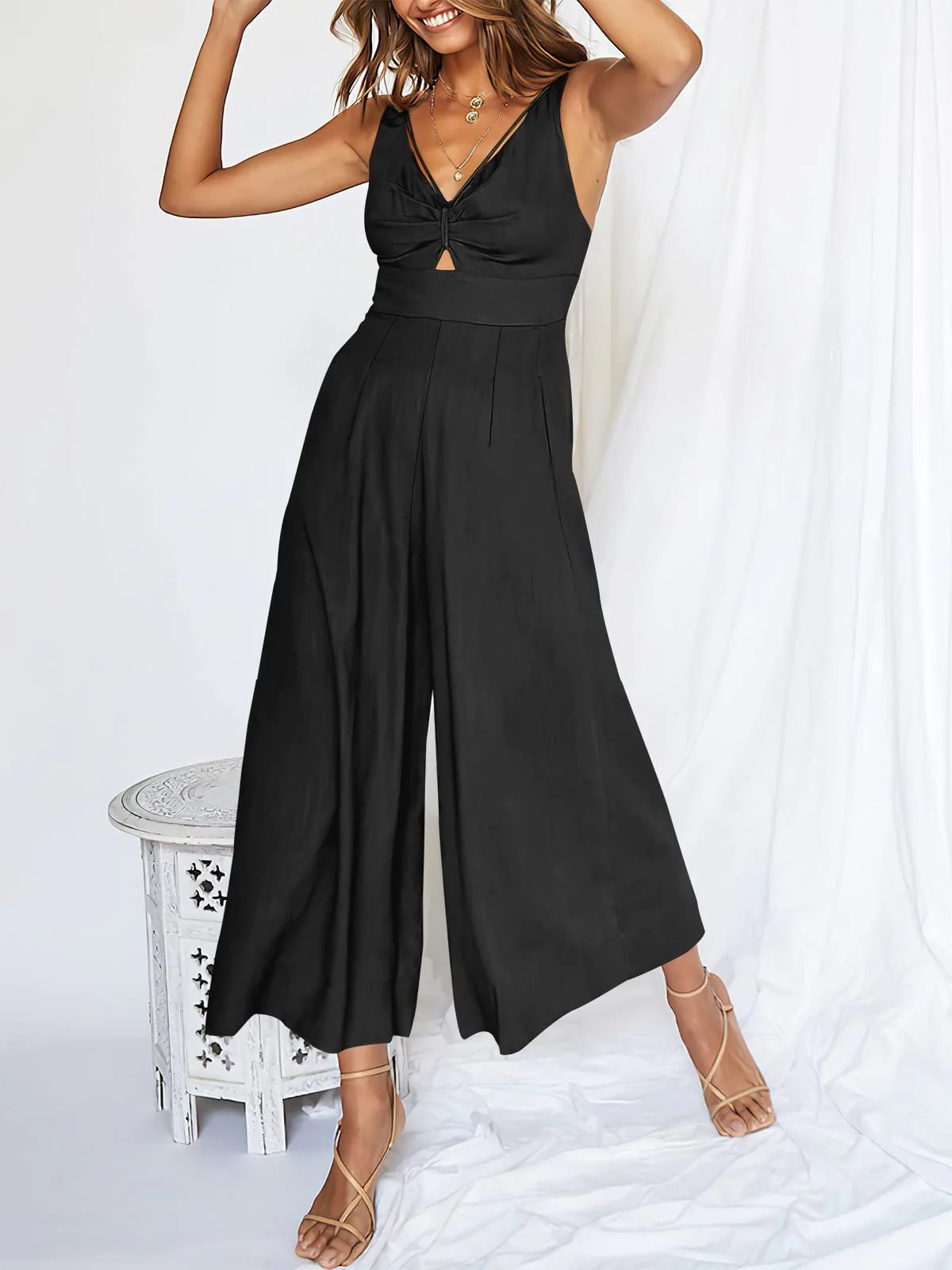 🔥Limited Time Hot Sale 🔥Hot Sales V Neck Cutout High-Waist Jumpsuits