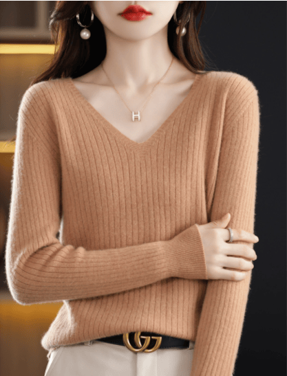 💥Hot Sale 49% OFF💥V-Neck Pullover Long Sleeve Solid Color Cashmere Sweater