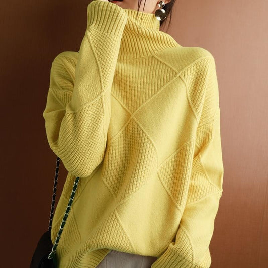 Loose Cashmere Turtleneck Sweater Cardigan