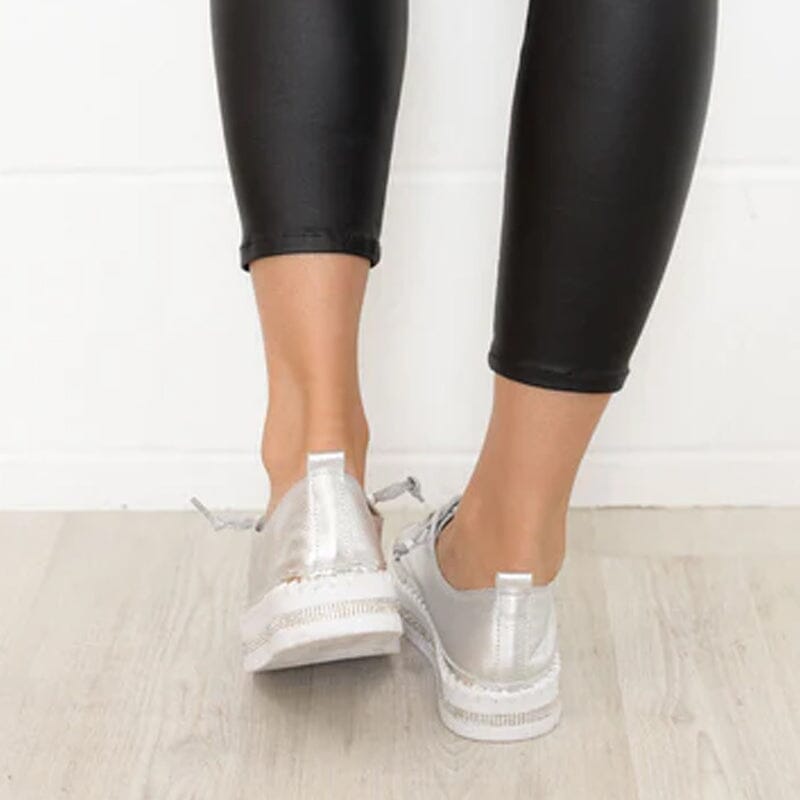 DIAMOND SILVER LEATHER SNEAKERS