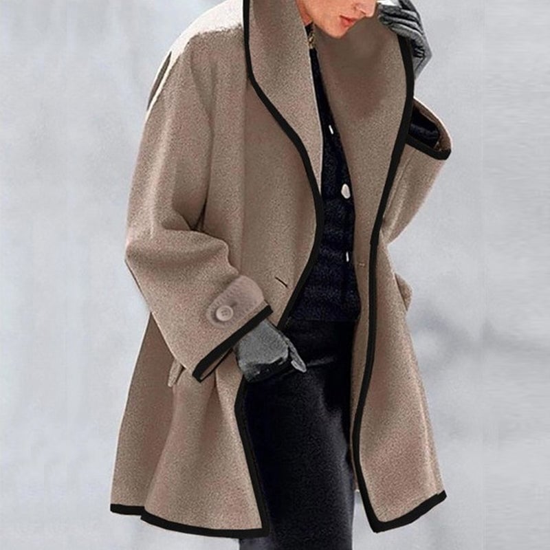 🔥Sale 49% OFF🎁-Hooded Color Block Woolen Coat