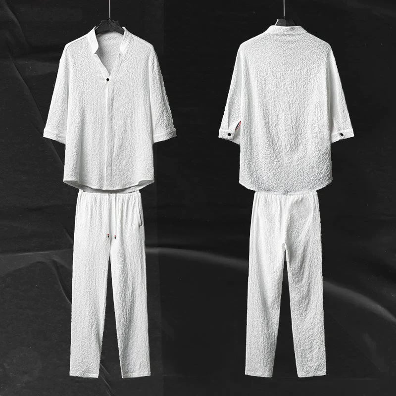 Must-Have for Stylish Summer! Men's Linen 2-Piece Set