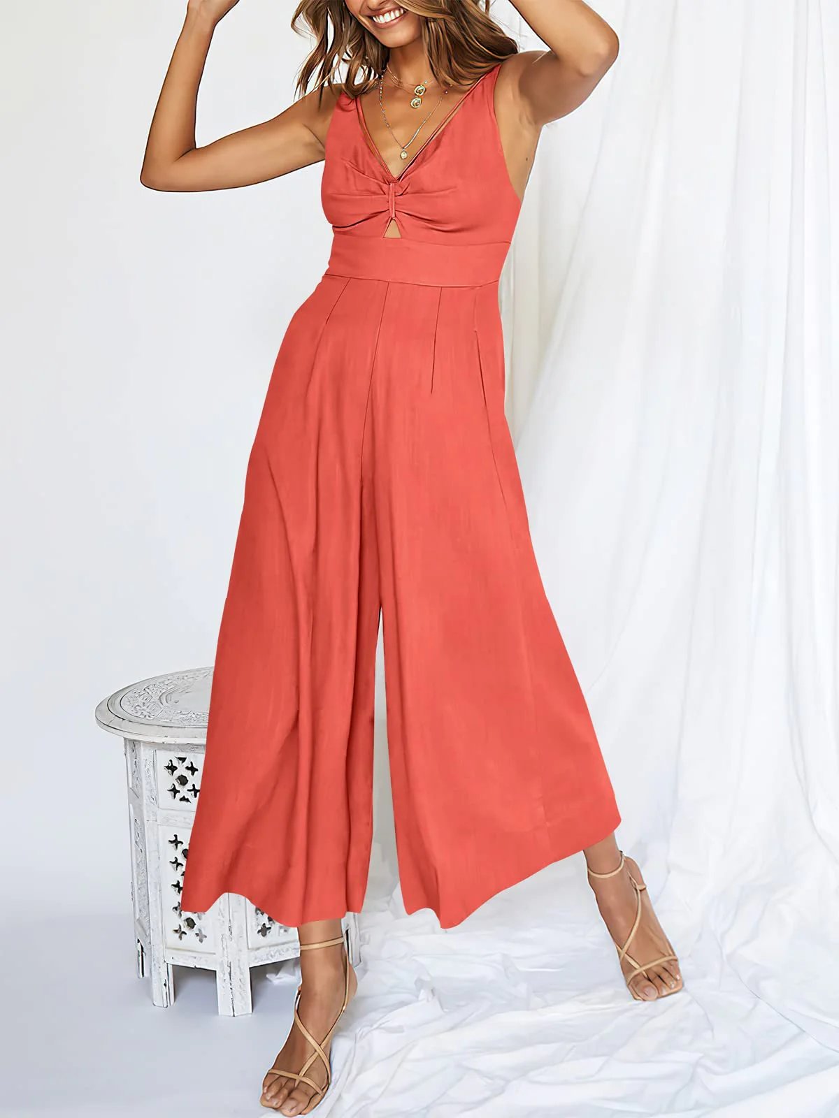 🔥Limited Time Hot Sale 🔥Hot Sales V Neck Cutout High-Waist Jumpsuits