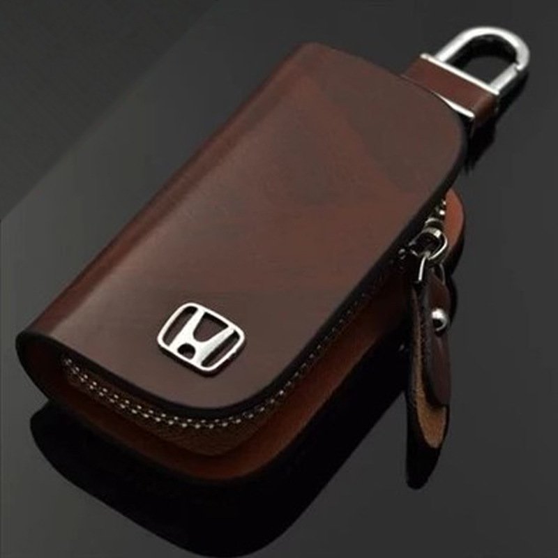 🔥Limited Time Hot Sale🔥Car Logo Leather Wood Grain Car Key Case