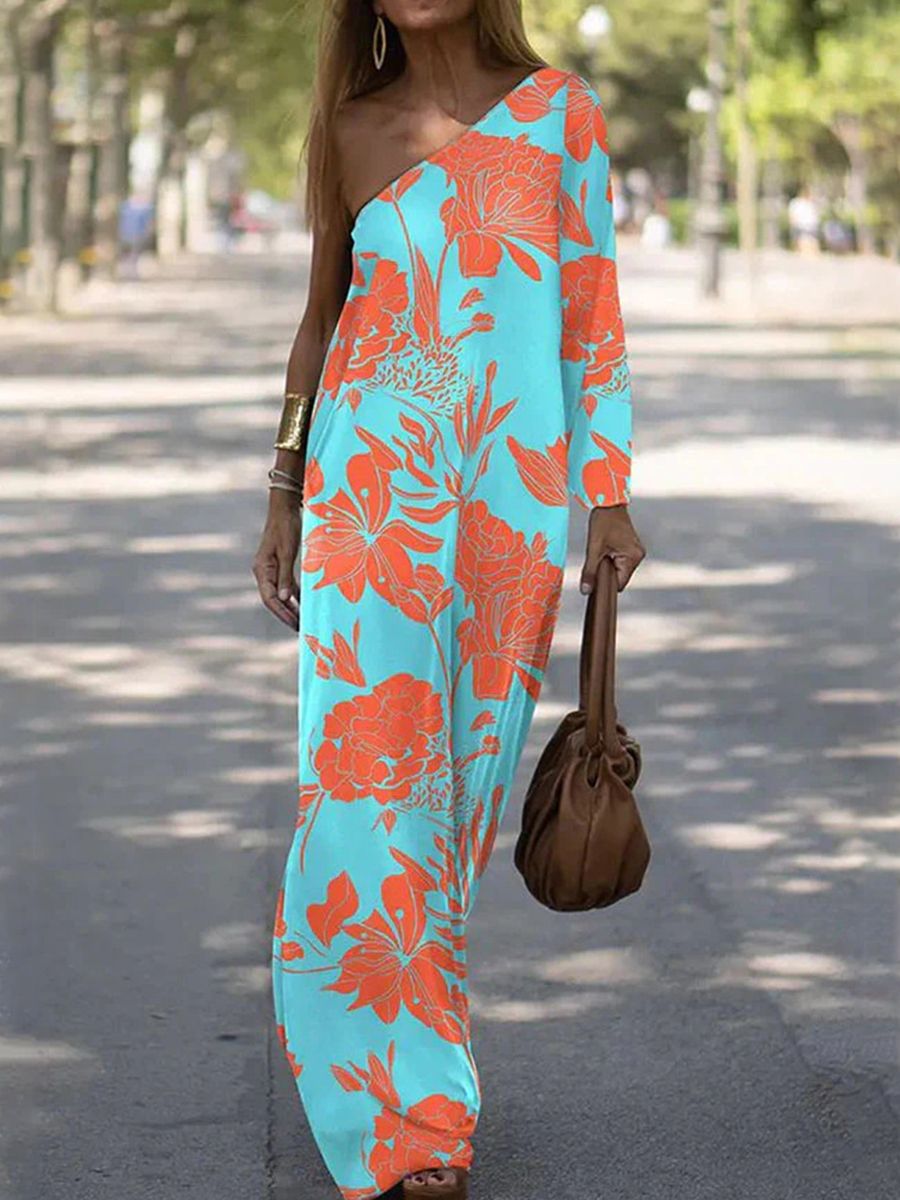 Flowing off shoulder maxi dress