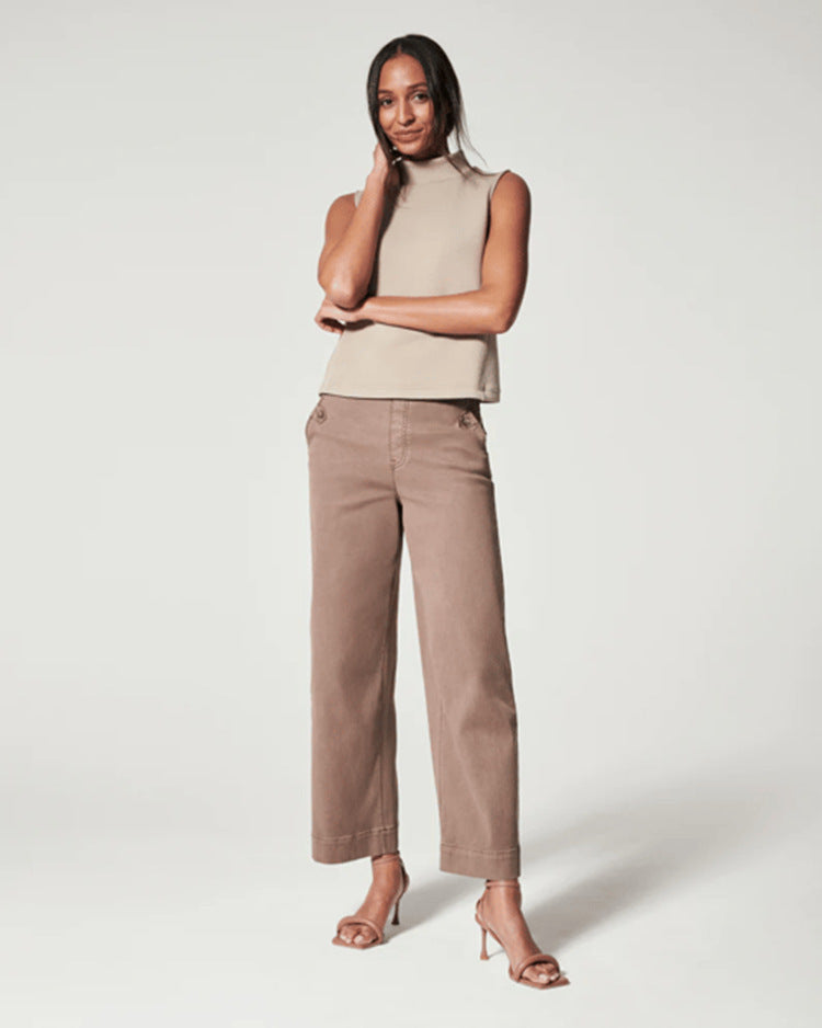 Stretch Twill Cropped Wide Leg Pants (BUY 2 FREE SHIPPING)