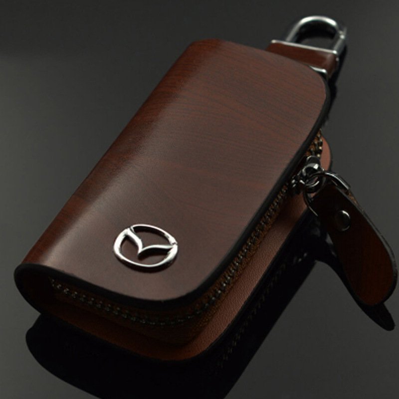 🔥Limited Time Hot Sale🔥Car Logo Leather Wood Grain Car Key Case