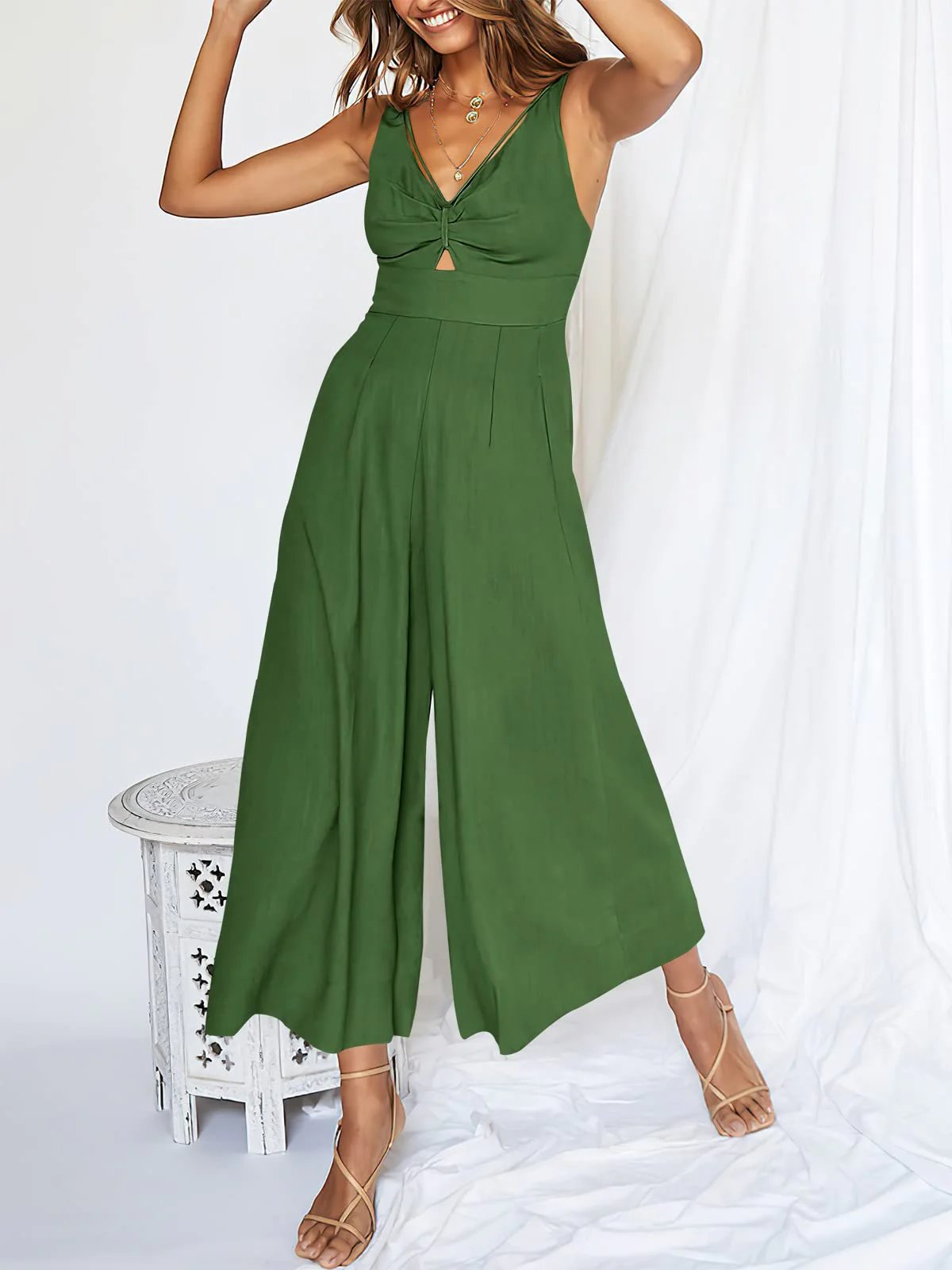 🔥Limited Time Hot Sale 🔥Hot Sales V Neck Cutout High-Waist Jumpsuits