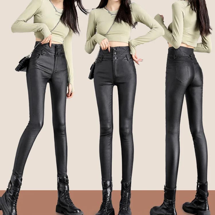 🔥Limited Time Offer 50% OFF😍Nice Gift! 3-button Quilted Matte Leather Leggings for Women