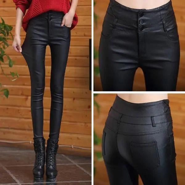 🔥Limited Time Offer 50% OFF😍Nice Gift! 3-button Quilted Matte Leather Leggings for Women